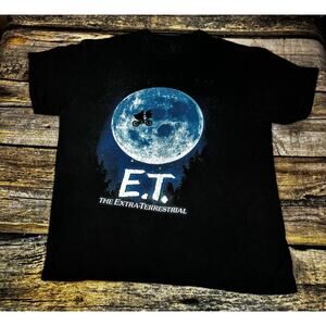 E.T. The Extra Terrestrial ET Movie Black Graphic T-Shirt Mens Size Large